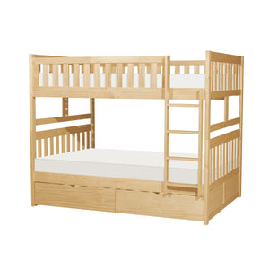 English Elm Bunk Bed Twin Over Full Solid Pine Frame with Guard Rails for Youth Bedroom B011S02417