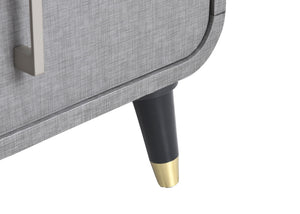 English Elm One PU Wrapped One Drawer Nightstand in Light Gray with Cabinet, Wooden Accent Legs, Felt Drawer Top B2699P233927