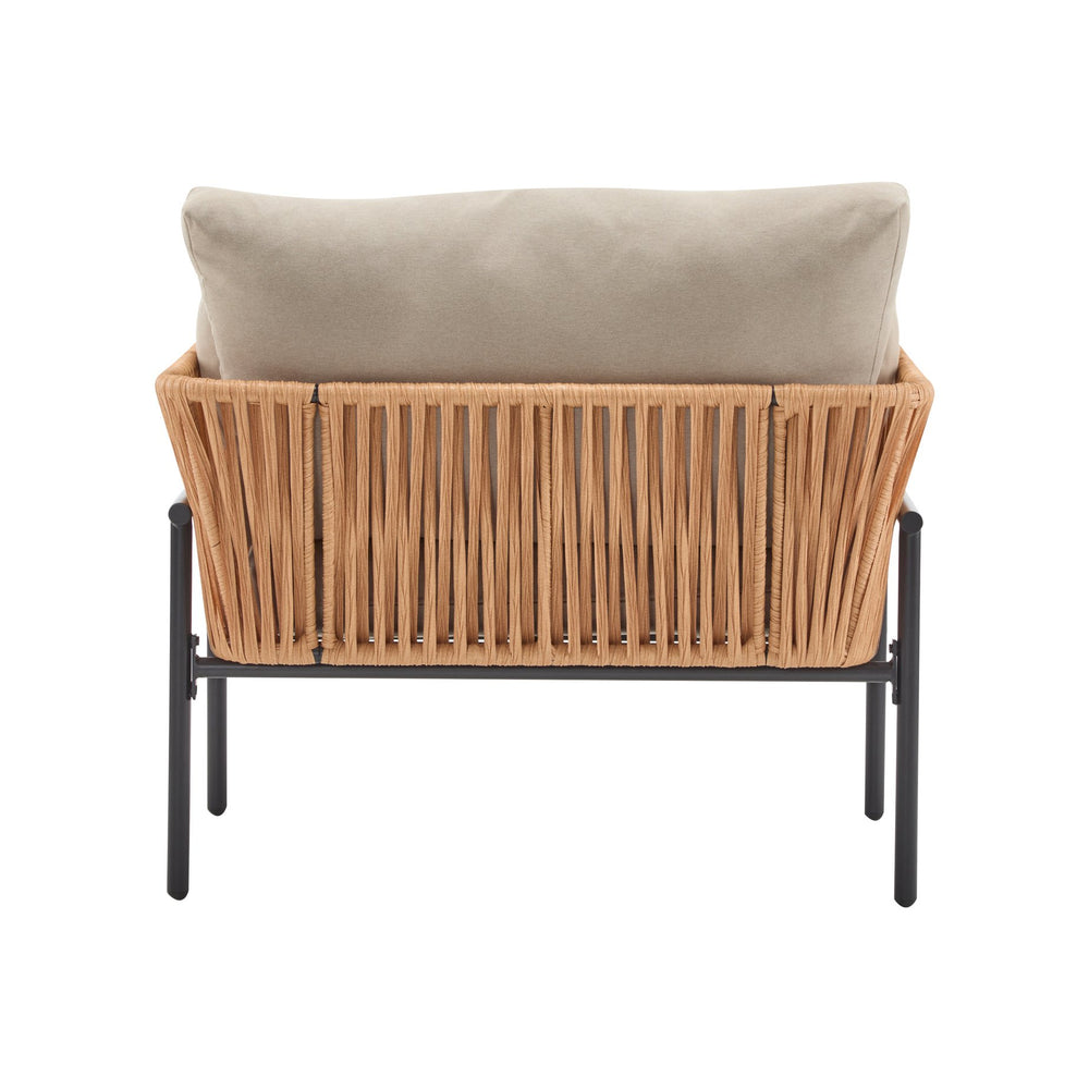 English Elm Christopher Knight Home® - [Set Of 2] 36" Beige Rope Iron Lounge Chairs With Cushions - Perfect For Indoor & Outdoor Spaces N767P237035N_2