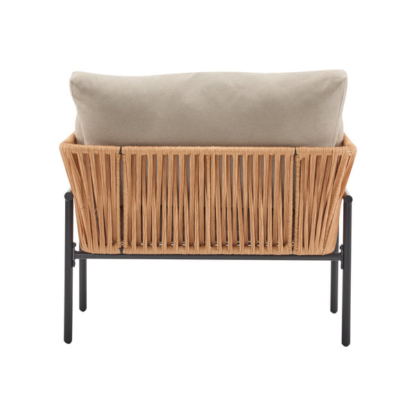 English Elm Christopher Knight Home® - [Set Of 2] 36" Beige Rope Iron Lounge Chairs With Cushions - Perfect For Indoor & Outdoor Spaces N767P237035N_2