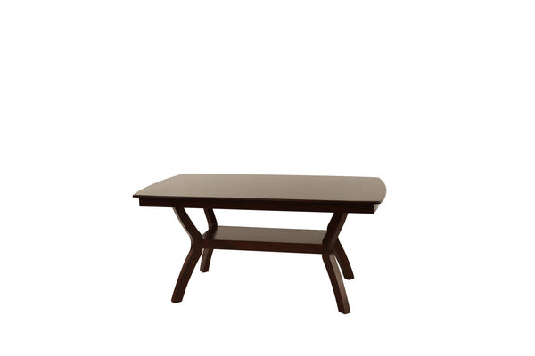 English Elm Formal Counter Height Dining Table Set with Open Shelf and Four Upholstered Side Chairs, Solidwood Finish for Contemporary Gatherings Espresso 69 L x 45 W x 8 H B011S01096