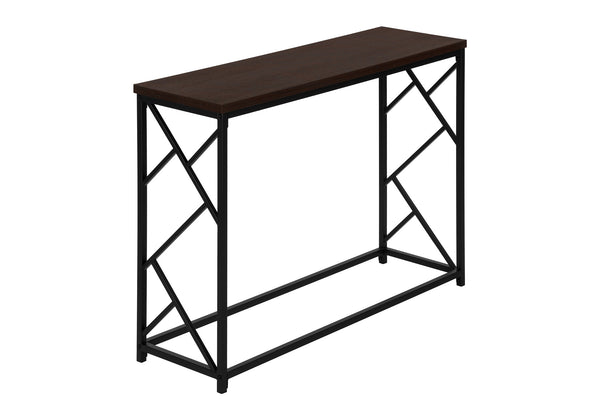 English Elm Accent Table Modern Entryway Console with Grey Laminate Top and Black Criss-Cross Metal Frame, 44" L Espresso 47 L x 16 W x 6 H B2710P219328
