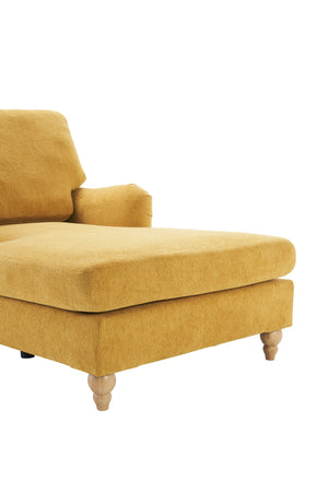 English Elm Modern Mid-Century Oversized Chaise Lounger Sofa Bed with Solid Wood Legs, Deep Seat Comfort Sleeper Yellow W2363S00069