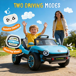 English Elm 12v Licensed Volkswagen Beetle Ride on Car with Remote Control and Suspension for Kids Blue W1578P418192