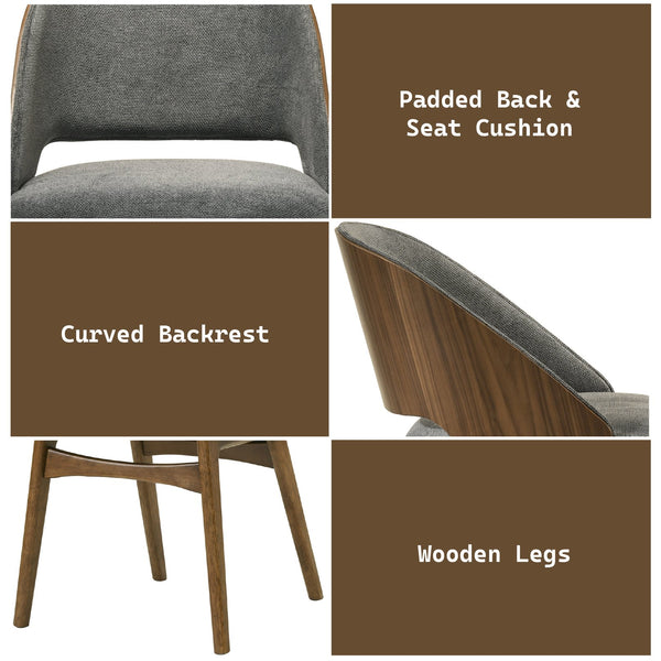 English Elm Delmon Upholstered Dining Chair Set of 2 Dark Walnut Wood Frame Contemporary B2726P440909