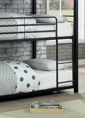 English Elm Simple Triple Decker Bed – Sturdy Metal Triple Bunk With Two Ladders, Guard Rails, Space-Saving Design B2741S00348