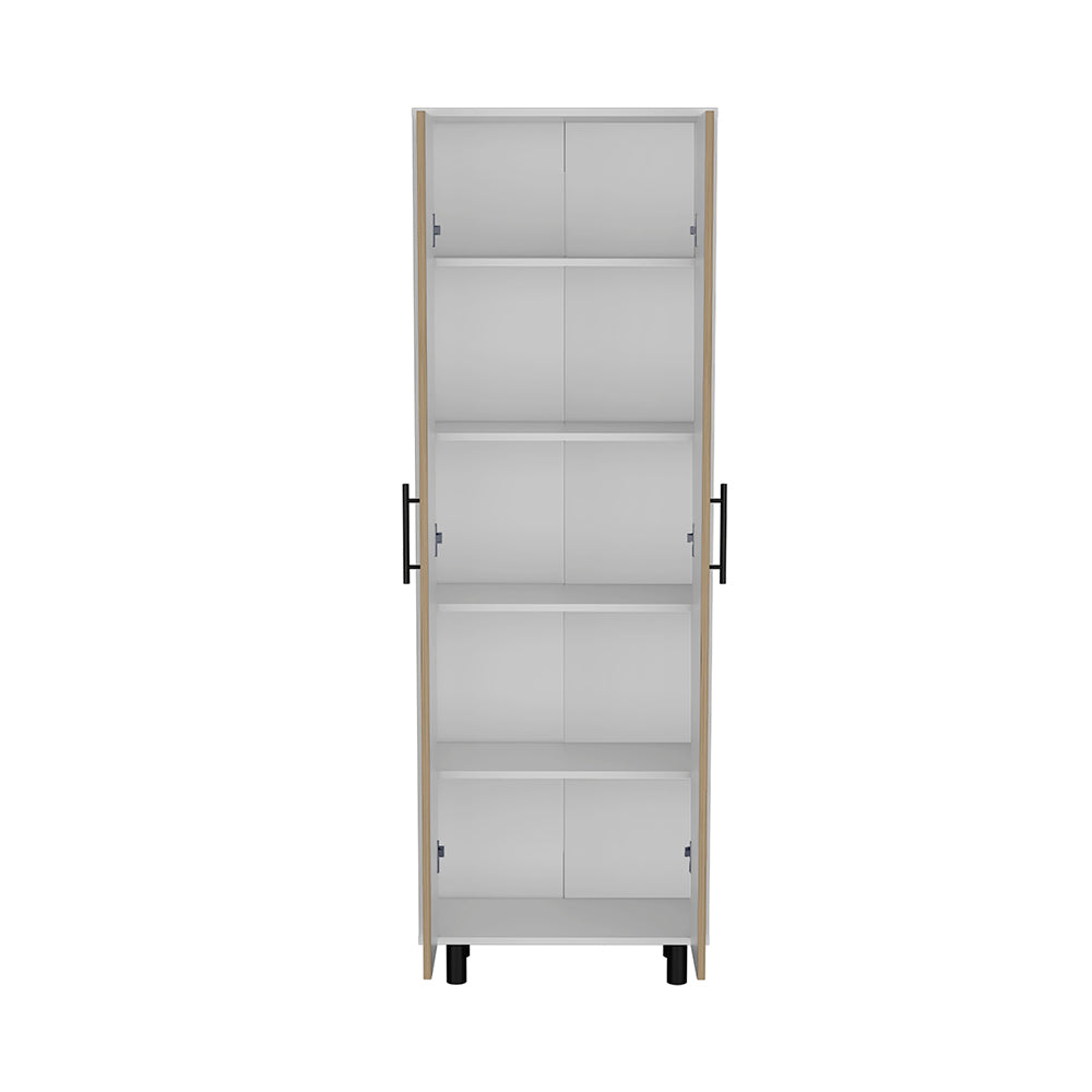 English Elm Multistorage lockable cabinet 35" H with two doors, two shelves, metal hardware, wheels for mobility Multicolor 78.74 L x 17.32 W x 5.12 H B097133047