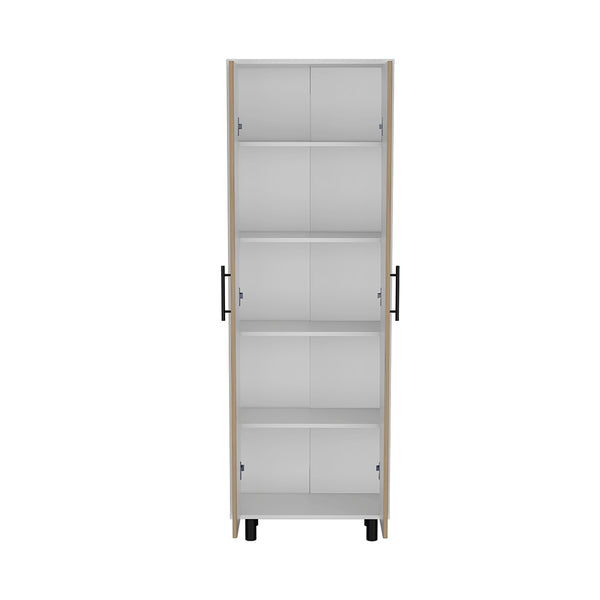 English Elm Multistorage lockable cabinet 35" H with two doors, two shelves, metal hardware, wheels for mobility Multicolor 78.74 L x 17.32 W x 5.12 H B097133047