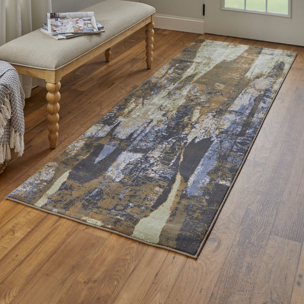 Feizy Rugs Clio High-end Inspired Abstract Area Rug - Luxurious Machine-made Design For Modern Homes Brown,Blue,Ivory Polypropylene Clo39k6fblutani1g