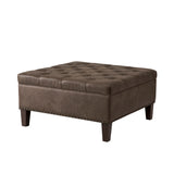 Madison Park Lindsey Traditional Tufted Square Cocktail Ottoman FPF18-0200 Brown