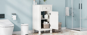 English Elm 18-inch French Country Freestanding Bathroom Vanity Rubberwood Cabinet with Ceramic Sink White N710P371187K
