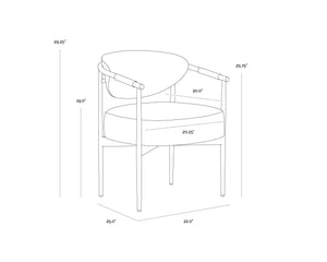 Sunpan Heloise Dining Armchair – Stylish Faux Leather With Gold Stainless Steel Detailing For Elegance Brown Faux Leather 112063