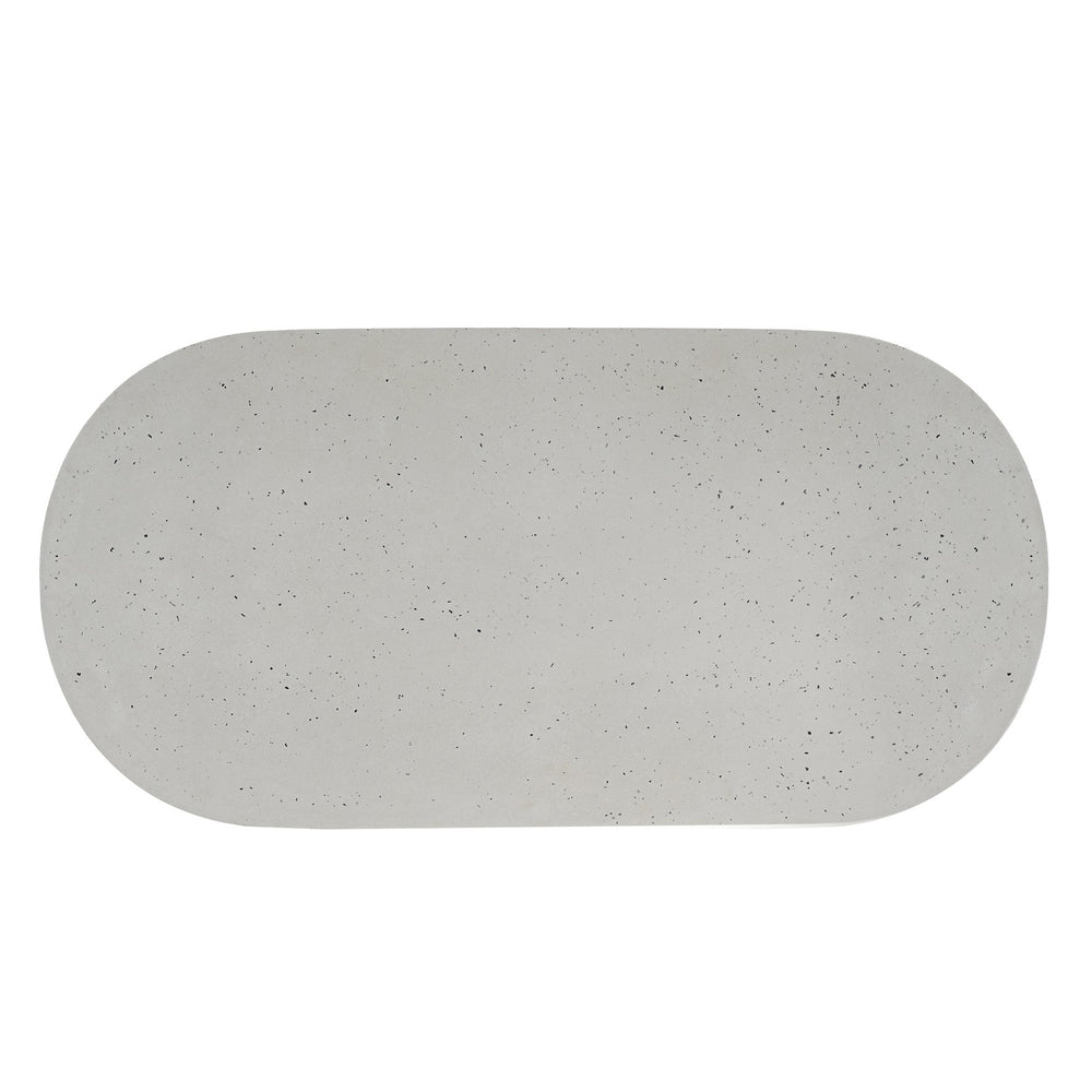 English Elm Christopher Knight Home® - Ellis Oval 67.5" Modern Outdoor Concrete Dining Table - White Terrazzo For Stylish Gatherings N773P285999T_N773P286000T