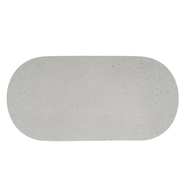 English Elm Christopher Knight Home® - Ellis Oval 67.5" Modern Outdoor Concrete Dining Table - White Terrazzo For Stylish Gatherings N773P285999T_N773P286000T