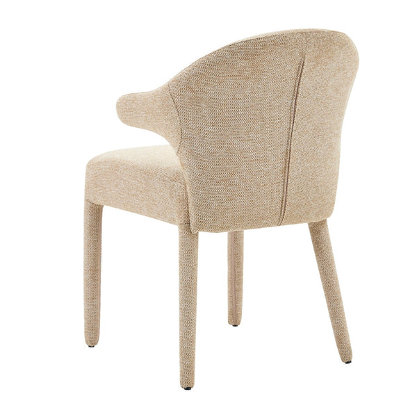 English Elm Modern Chenille Linen Accent Chair Sculptural Hollow Back Swivel Seat for Dining Vanity Khaki W3493P456190