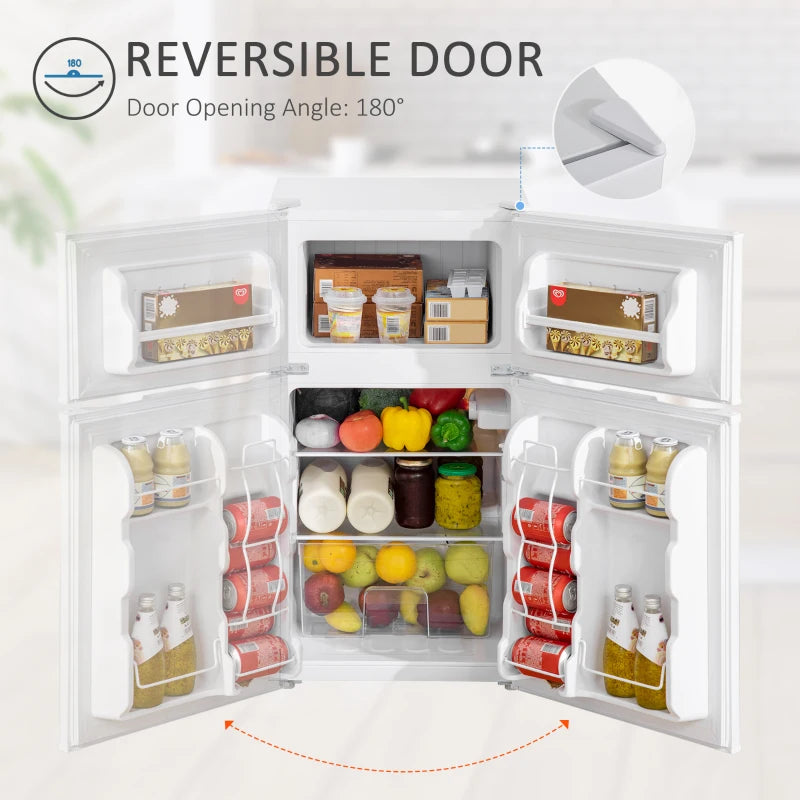 English Elm Home Compact Mini Fridge 3.2 Cu Ft Two Zone Cooling Low Noise Reversible Door T3971P473624