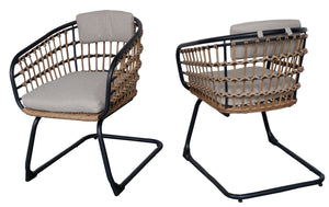 English Elm Wicker Outdoor Dining Chairs Set of 2 with Synthetic Rattan and Resort Style Appeal W3990P421170