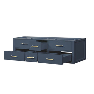 English Elm Blue Double Sink Vanity 60” Wide - Stylish Midcentury Design, Wall-Hung, Soft-Close Drawers & Storage B2731P258041