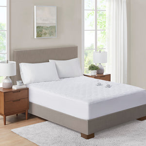 Serta Microfiber Heated Casual Mattress Pad ST55-0267 White