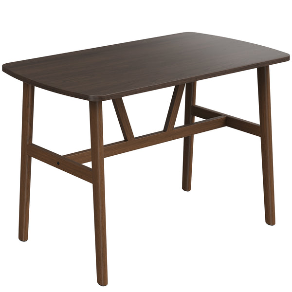 English Elm Dining Rectangular Wood Table for 4-6 with Sturdy Metal Frame, Rounded Corners, Easy Assembly, Durable Modern Dining Room Centerpiece Dark Walnut T3623P380107