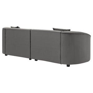 English Elm Christopher Knight Home® - 87" Curved Contemporary Sofa In Grey Velvet: Plush Comfort, Elegant Design, And Durable Quality For Modern Spaces N767P2323857G