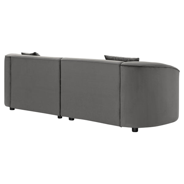 English Elm Christopher Knight Home® - 87" Curved Contemporary Sofa In Grey Velvet: Plush Comfort, Elegant Design, And Durable Quality For Modern Spaces N767P2323857G