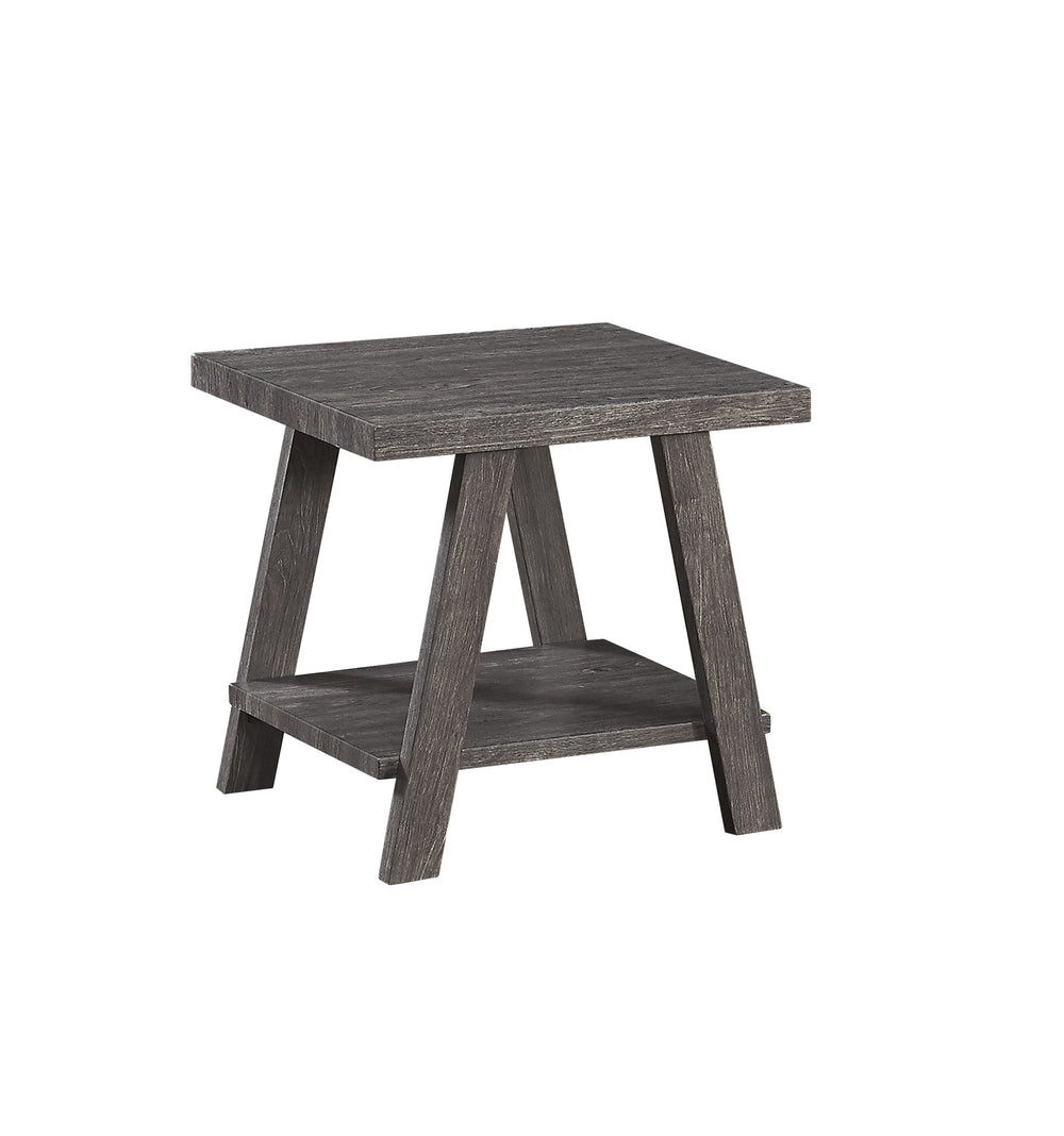 English Elm 3PC Rustic Modern Coffee Table Set with Built-In Shelf, Dark Wood Grain Finish for Living Room Gray 49.5 L x 26.5 W x 7.2 H B011P405676