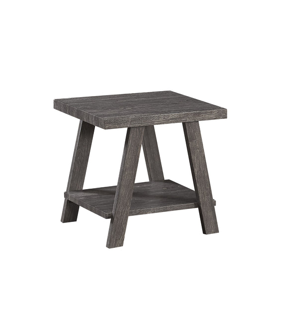 English Elm 3PC Rustic Modern Coffee Table Set with Built-In Shelf, Dark Wood Grain Finish for Living Room Gray 49.5 L x 26.5 W x 7.2 H B011P405676