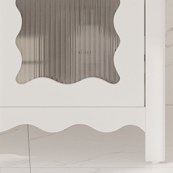 English Elm Christopher Knight Home® - 30 Inches Bathroom Vanity With Tempered Glass Doors, Space-Saving Design, White Rubber Wood Style N817P299499W