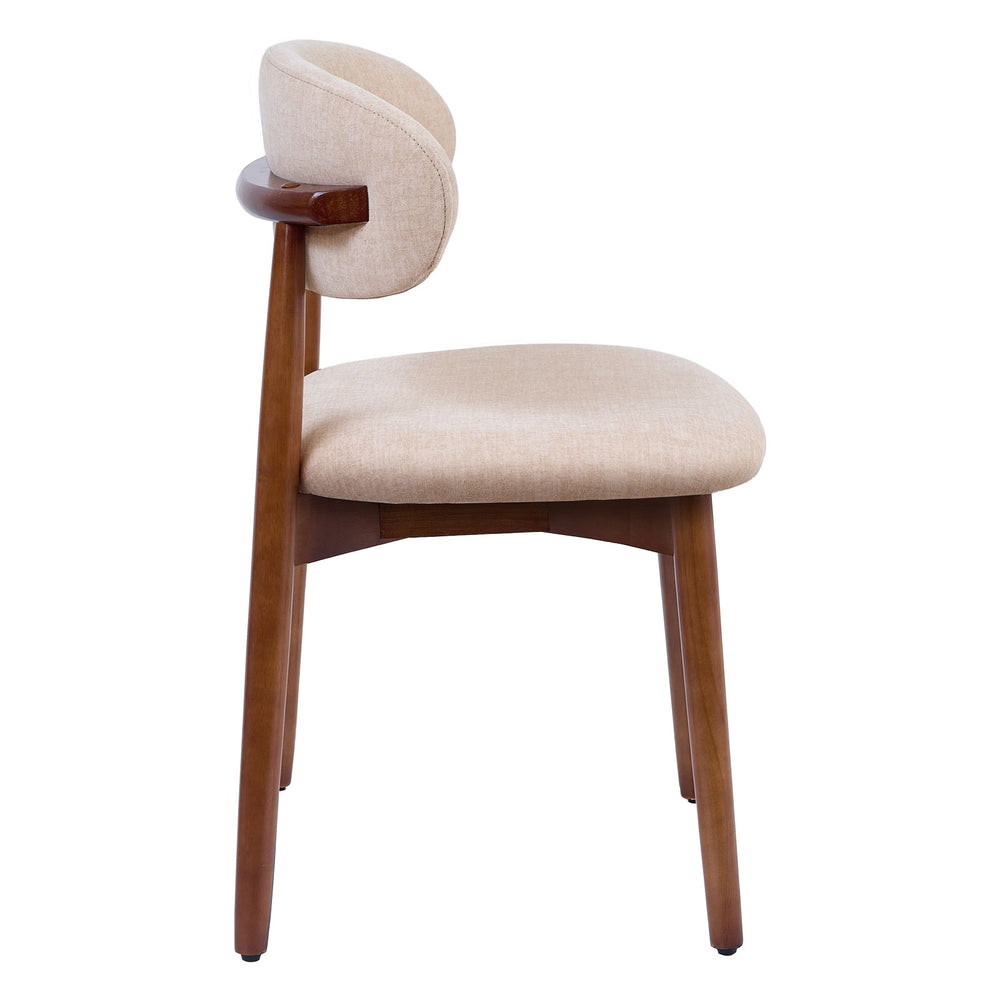 English Elm Beige Cotton Linen Armless Dining Chairs with Oak Legs Ergonomic Set of 2 W5815P476385