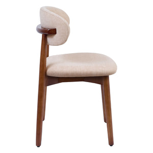 English Elm Beige Cotton Linen Armless Dining Chairs with Oak Legs Ergonomic Set of 2 W5815P476366
