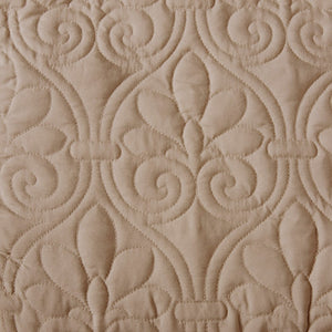 English Elm 3 Piece Quilted Bedspread Set Queen with Pleated Split Corners, Antimicrobial Microfiber, Khaki Elegance B035129056