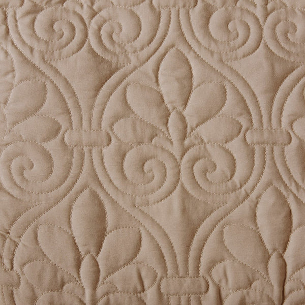 English Elm 3 Piece Quilted Bedspread Set Queen with Pleated Split Corners, Antimicrobial Microfiber, Khaki Elegance B035129056