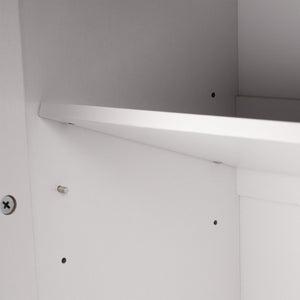 English Elm 63" Fluted Sideboard Buffet Cabinet with Coffee Bar Storage, 4 Doors 3 Drawers, Smooth Silent Slides White W2917P319113