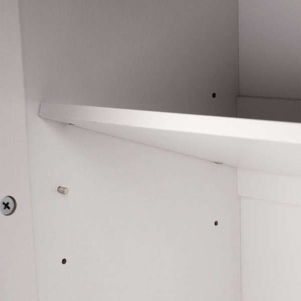 English Elm 63" Fluted Sideboard Buffet Cabinet with Coffee Bar Storage, 4 Doors 3 Drawers, Smooth Silent Slides White W2917P319113