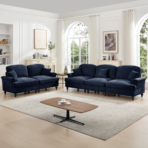 English Elm Classic 2-Piece Modular Sofa Set - Elegant Chenille Couch With Ruffled Skirts & Flared Arms, Blue W3041S00258