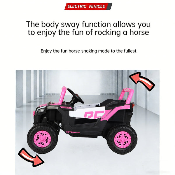 English Elm Ride on 12v Electric Kids Car with Remote Control Swing Function and Bluetooth Music Pink W1760P358706