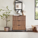 3 Drawer Chest with Reeded Drawer Fronts Mocha PRSB3BMO Walker Edison