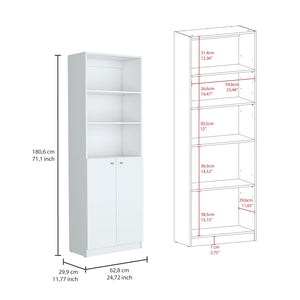 English Elm Dupree 4-Piece Home Bookcase Set with 17 Shelves & Double-Door Cabinet, Stylish Durable Storage Solution White 41 L x 28 W x 5 H B200S00364