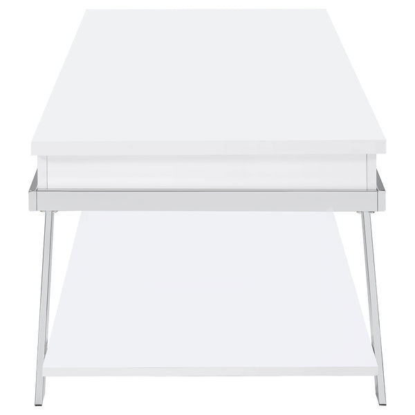 English Elm Fletcher Lacquered High Gloss Coffee Table with Open Shelf for Modern Living Rooms B062P447812