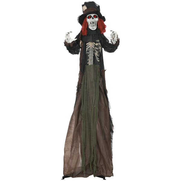 English Elm Homcom 6' Life-Size Animatronic Zombie With Light-Up Eyes, Realistic Skeleton, Motion & Sound Activation W2225P229498