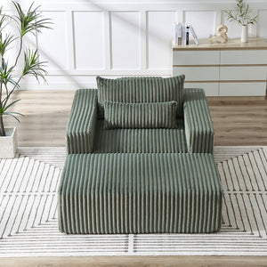 English Elm 75-Inch Corduroy Sponge Lounge Chair With Footrest – No Assembly, Plush Sleeper For Living Rooms & Bedrooms W834P206095