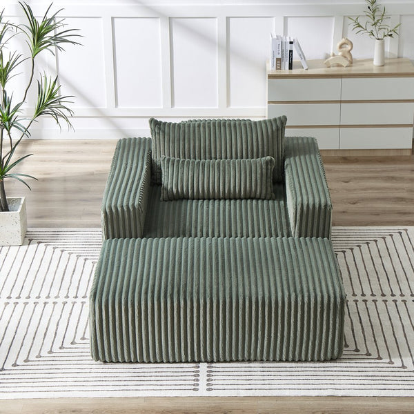 English Elm 75-Inch Corduroy Sponge Lounge Chair With Footrest – No Assembly, Plush Sleeper For Living Rooms & Bedrooms W834P206095