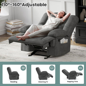 English Elm Oversized Rocking Rocker Recliner Chair with Ergonomic Support, Quick Tool-Free Assembly, Plush Comfort Grey T3623P379954