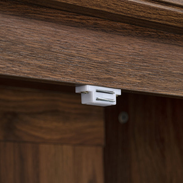 English Elm K&K 71" Tall Farmhouse Pantry Cabinet with Groove Edges, 3 Pull-Out Organizers, 6 Door Shelves Brown N707P256507Z