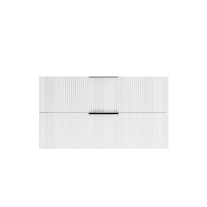 English Elm 090 Floating Bathroom Vanity Cabinet Matte Wall Mounted Soft Close Drawers Modern White W3520P345981