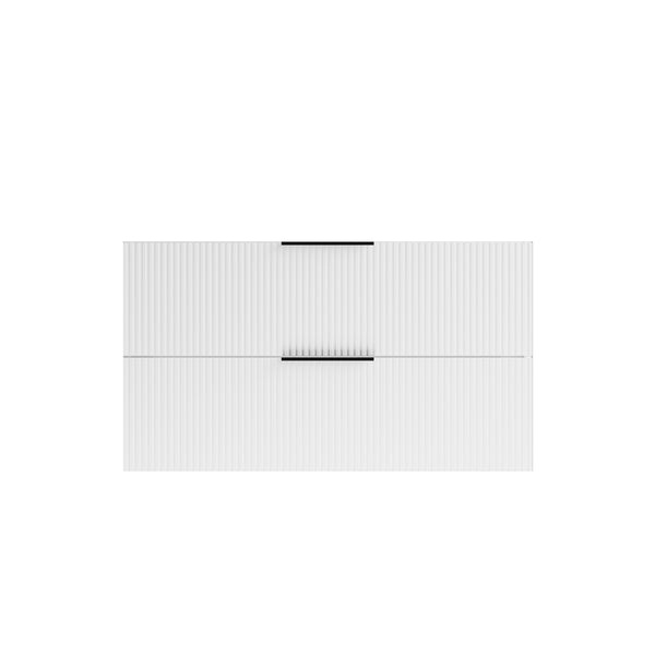 English Elm 090 Floating Bathroom Vanity Cabinet Matte Wall Mounted Soft Close Drawers Modern White W3520P345981