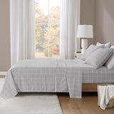 Beautyrest Oversized Flannel Casual 4 Piece Sheet Set BR20-1854 Grey Windowpane