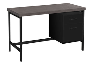English Elm Computer desk with reversible left/right configuration, 48" wood-look laminate, metal frame, drawers for files and supplies Black 56 L x 29 W x 7 H B2710P219768