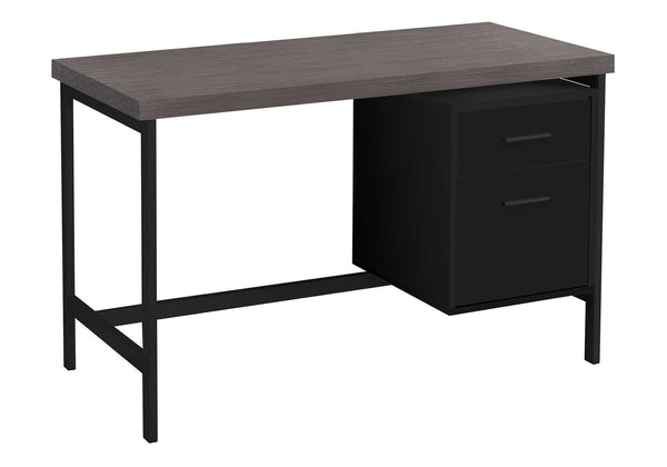English Elm Computer desk with reversible left/right configuration, 48" wood-look laminate, metal frame, drawers for files and supplies Black 56 L x 29 W x 7 H B2710P219768